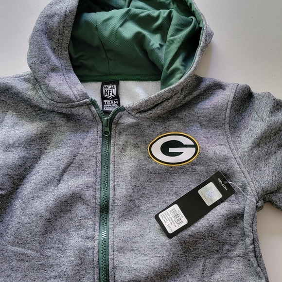 Nfl Apparel Green Bay Packers Gray Zip-Up Jacket with Logo - Picture 4 of 8
